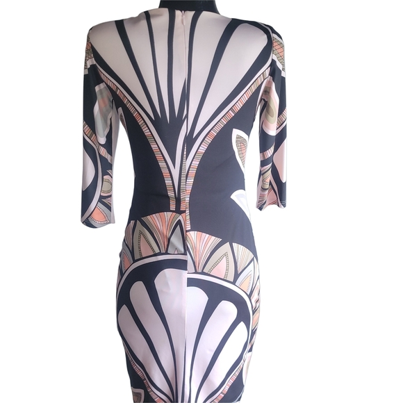 Frank Lyman Pink and Black Patterned Sheath Dress 8 - Picture 5 of 5